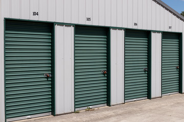 Fototapeta na wymiar Numbered self storage and mini storage garage units