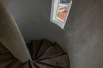 Obraz premium Spiral Staircase at Sanctuary of Our Lady of Sameiro, Braga, Portugal