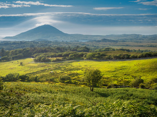 View from Connemara National park, Ireland, dramatic blue sky, Selective focus,