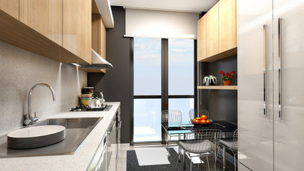 3d render of modern kitchen