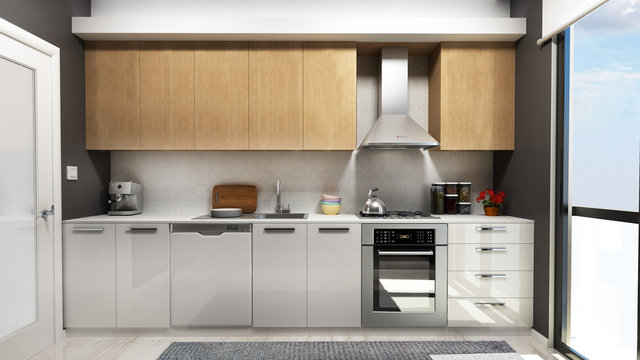 3d render of modern kitchen