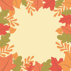 hello autumn season leafs frame