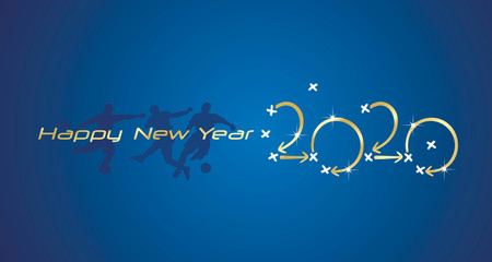 Soccer Happy New Year strategy 2020 gold blue board background