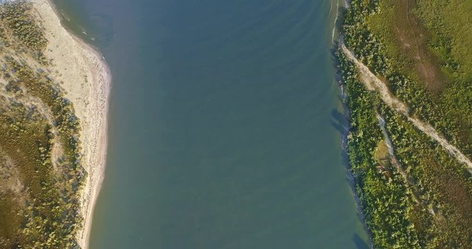 Aerial View of Danube River Mouth Flowing into the Black Sea