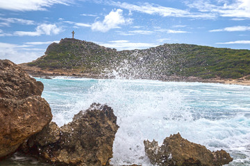 Seascape on a windy day at Pointe des Chateaux in Guadeloupe