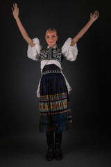 Slovak folklore. Girl in folk dress.