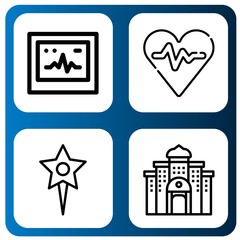 Set of rate icons such as Ecg, Heart rate, Star, Casino , rate