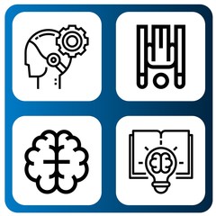 Set of mind icons such as AI, Inversion therapy, Brain, Creative , mind