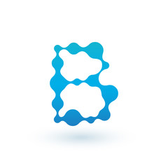 Water molecular initial Letter B Logo design, Fluid liquid Design Element with Dots and shadow. Stock vector illustration isolated on white background.
