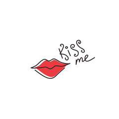 Isolated fashion makeup logo with red girl lips