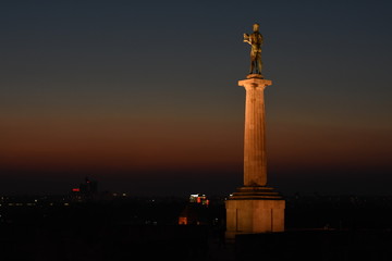 Fototapeta na wymiar statue at night