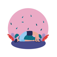 Girl doing yoga pose vector design