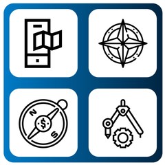 Set of north icons such as Map, Compass , north