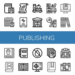 Set of publishing icons such as Book, Booking, Literature, Library, Books, Ink, Cmyk, Printing, Bookstore , publishing