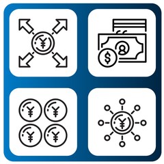 Set of yen icons such as Yen, Currency , yen