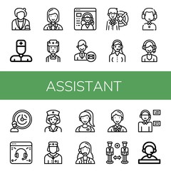 Set of assistant icons such as Receptionist, Nurse, Coordinator, Service, Support services, Lifebuoy, Customer service, Customer service agent, Support, Assistant , assistant
