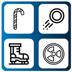 Set of winter icons such as Candy canes, Puck, Ice skate, Radiation , winter