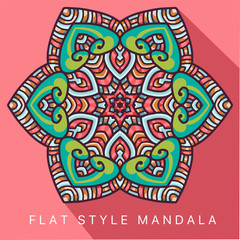 Vector round abstract circle. Mandala style. Decorative element, colored circular design element.