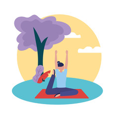 Girl doing yoga pose vector design