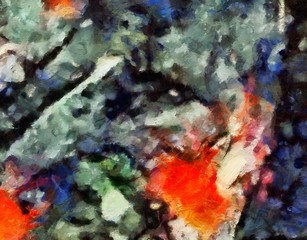 Impression color mix abstract texture art. Artistic bright background. Oil painting artwork. Modern style graphic wallpaper. Large strokes of paint. Colorful pattern for design work or wallpaper.
