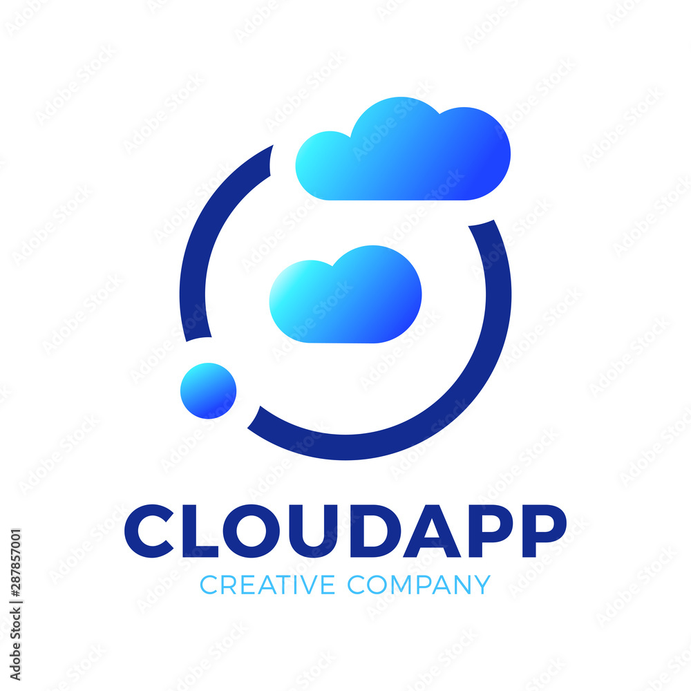 Poster cloud file logotype storage with document or folder icon.