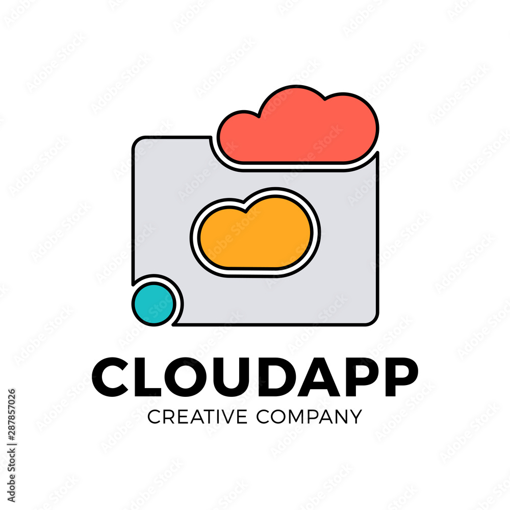 Poster cloud file logotype storage with document or folder icon.