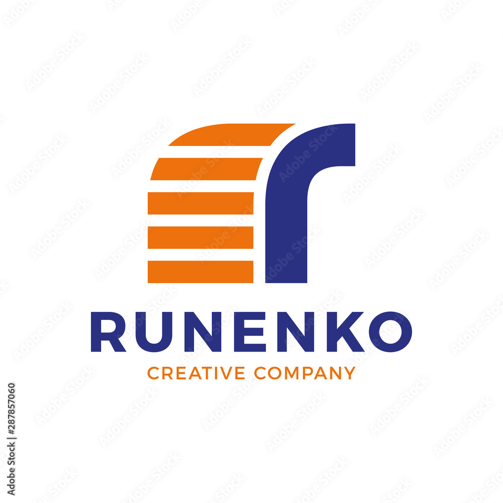Aufkleber abstract letter r logo design template. dynamic vector font. universal fast speed line moving icon.