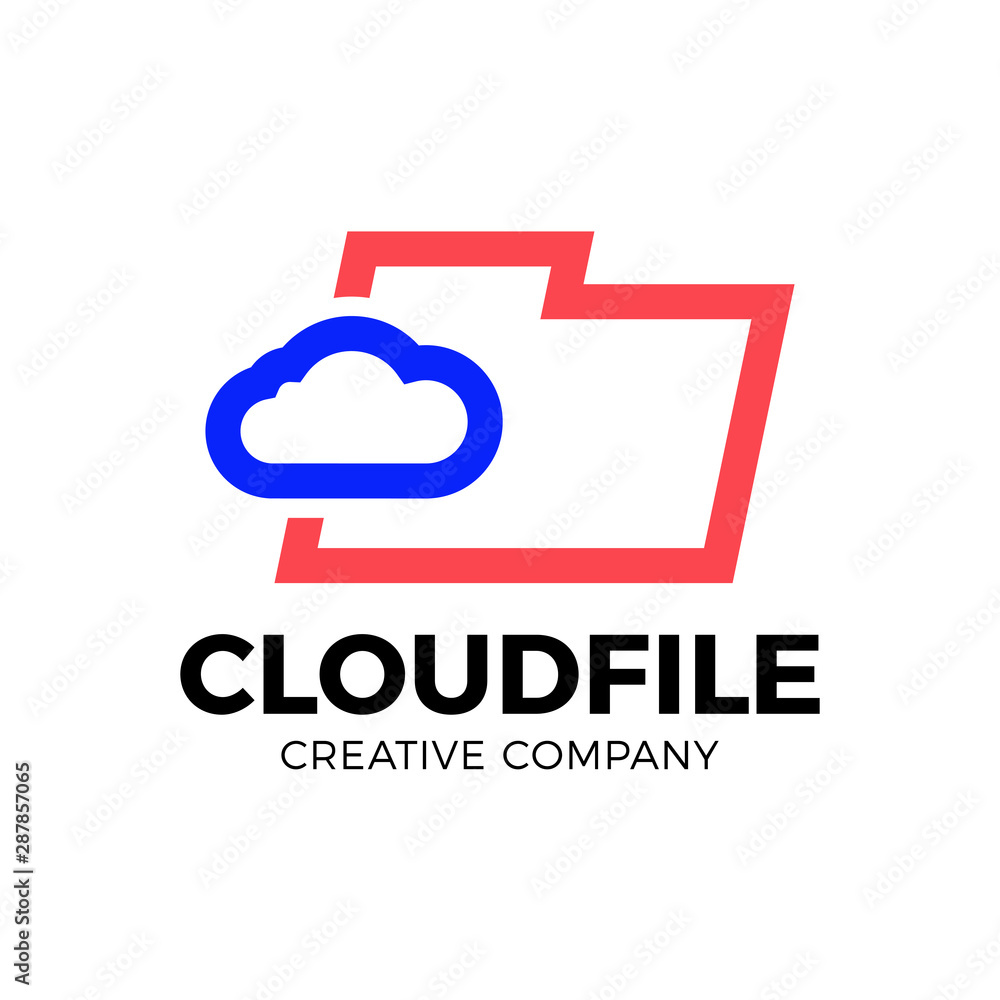 Poster cloud file logotype storage with document or folder icon.