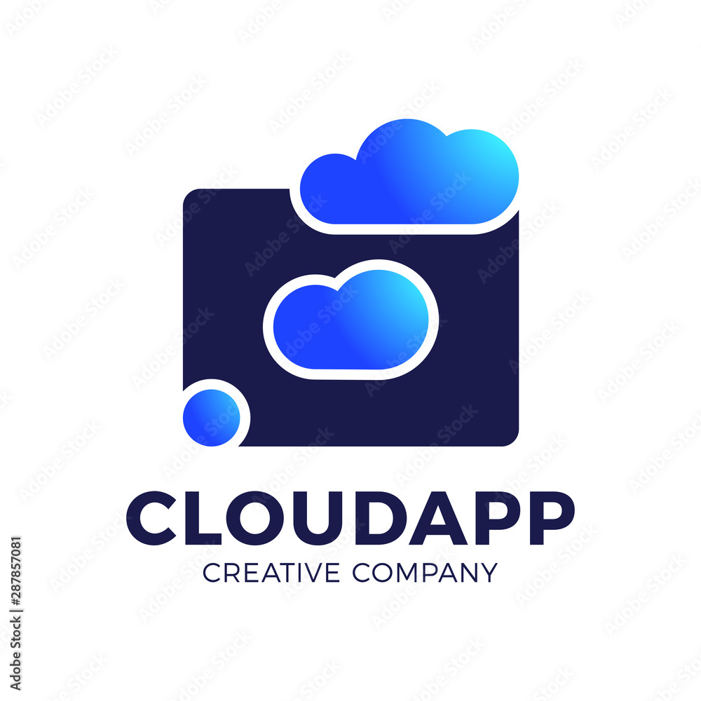 Poster cloud file logotype storage with document or folder icon.