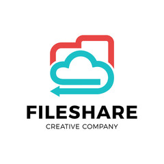 Cloud File share Tech Logo template Design with folder and arrow