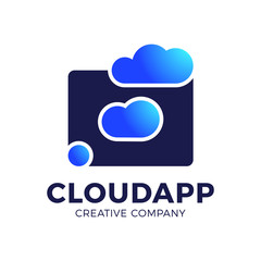Cloud file logotype storage with document or folder icon.