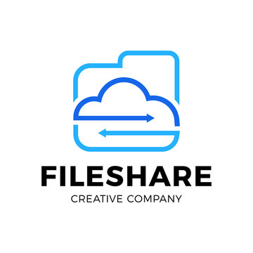 Cloud File share Tech Logo template Design with folder and arrow