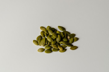 Pumpkin seeds on a white background isolated