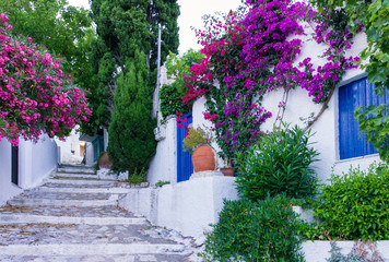 Architecture in the Chora village of Alonnisos island, Greece