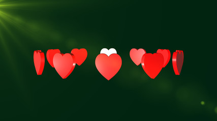 3d rendering of Love Hearts, Heart icon with nice  background