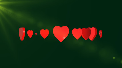 3d rendering of Love Hearts, Heart icon with nice  background