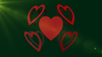 3d rendering of Love Hearts, Heart icon with nice  background
