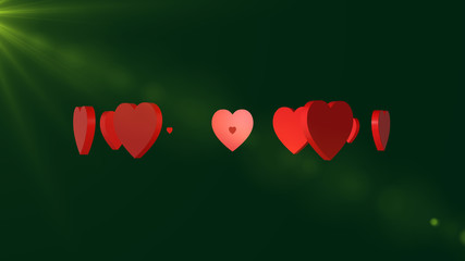 3d rendering of Love Hearts, Heart icon with nice  background