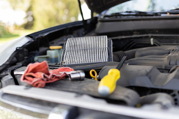 minor automotive issues that may come up from flat tire, dirty air filter, or low oil.  