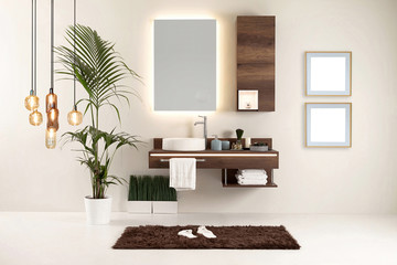 white wall clean bathroom style and interior decorative design for home, hotel and office