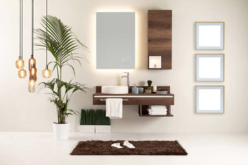 white wall clean bathroom style and interior decorative design for home, hotel and office