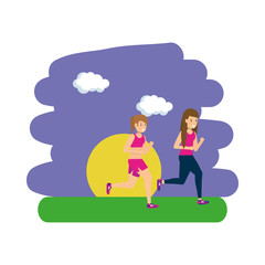 Women in park vector design