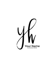 Y H YH initial logo signature vector. Handwriting concept logo.