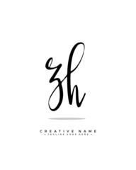 Z H ZH initial logo signature vector. Handwriting concept logo.