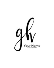 G H GH initial logo signature vector. Handwriting concept logo.