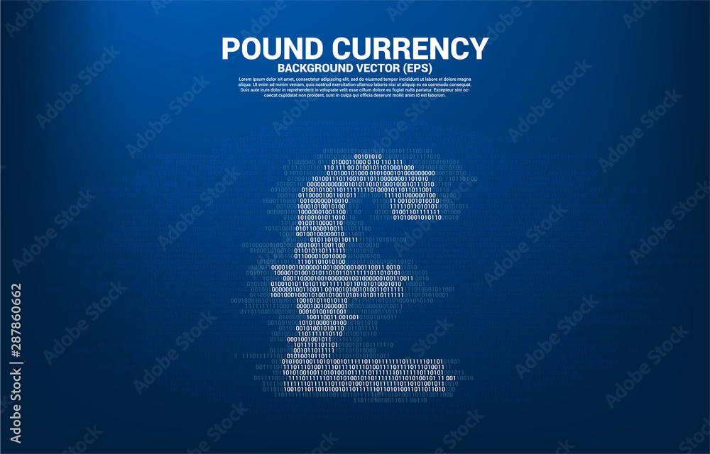 Poster vector pound sterling currency money icon from circuit board style dot connect line. concept for dig
