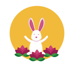 Obraz na płótnie Canvas Rabbit of mid autumn festival vector design