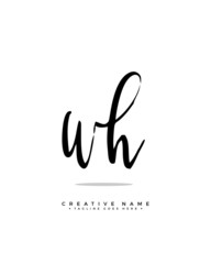 W H WH initial logo signature vector. Handwriting concept logo.