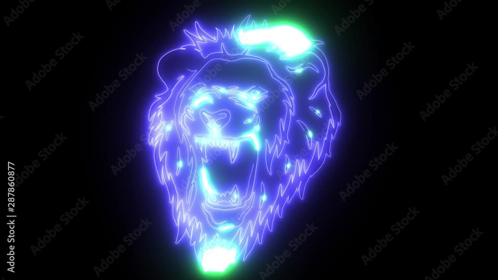 Sticker Lion Head laser animation video