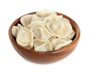 Fototapeta na wymiar Tasty dumplings in bowl isolated on white